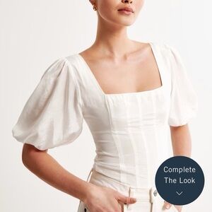Abercrombie square neck puff sleeve blouse